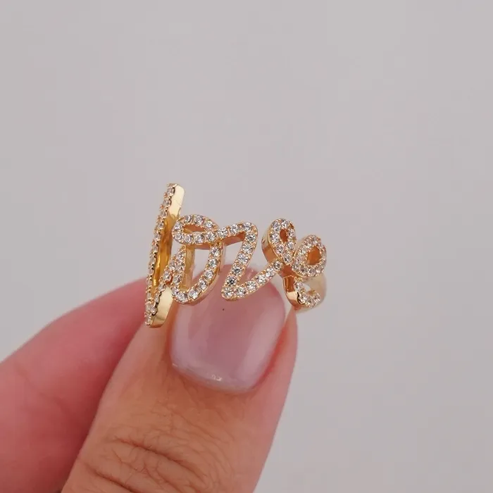 14k Gold Love Ring AB and J Rings