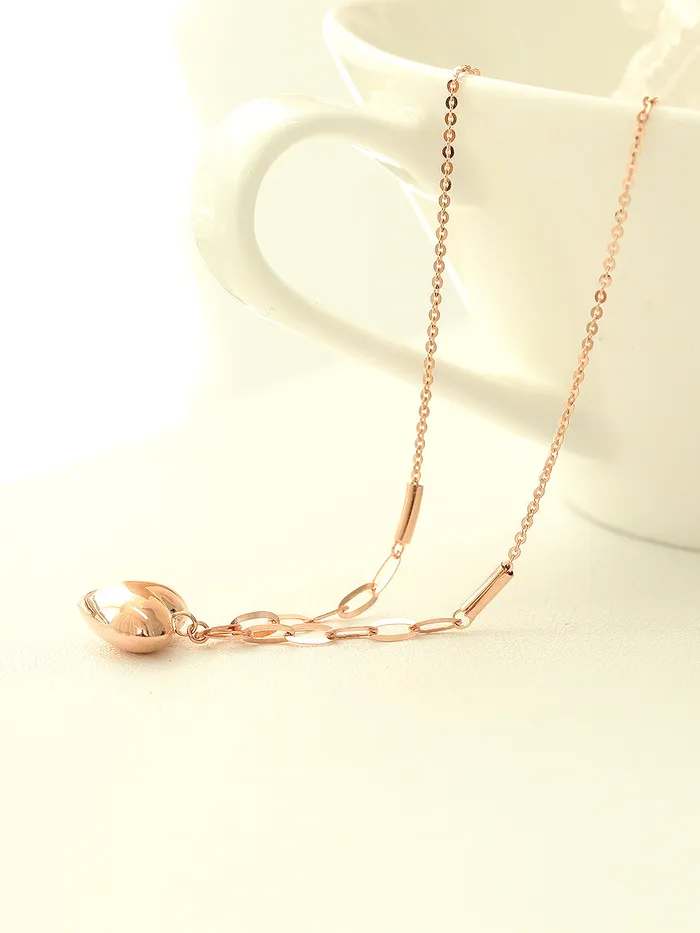 14K Gold Lovely Heart Chain Necklace MinimalBijoux Necklaces