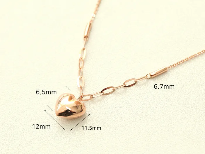14K Gold Lovely Heart Chain Necklace MinimalBijoux Necklaces