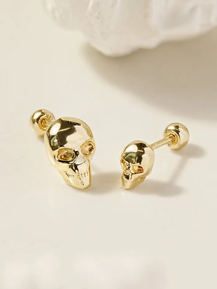 14K Gold Pop Skull Cartilage Earring 20G18G16G MinimalBijoux Earrings