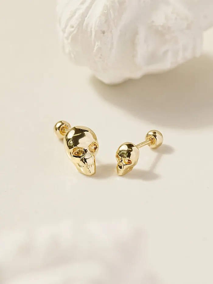 14K Gold Pop Skull Cartilage Earring 20G18G16G MinimalBijoux Earrings