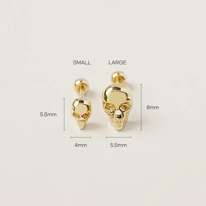 14K Gold Pop Skull Cartilage Earring 20G18G16G MinimalBijoux Earrings
