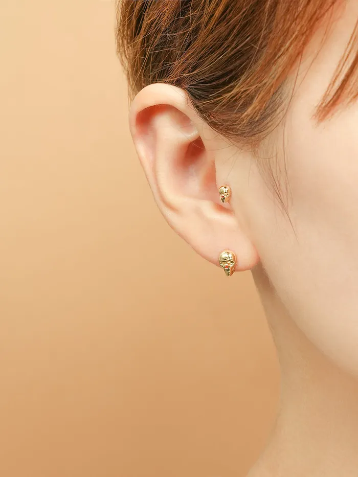 14K Gold Pop Skull Cartilage Earring 20G18G16G MinimalBijoux Earrings