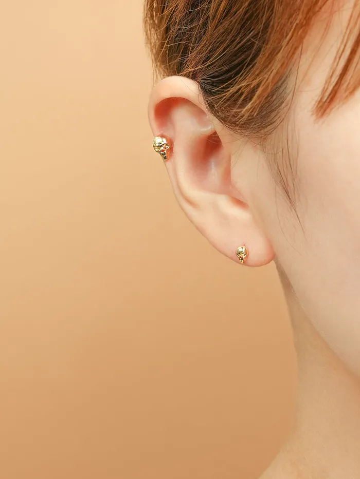 14K Gold Pop Skull Cartilage Earring 20G18G16G MinimalBijoux Earrings