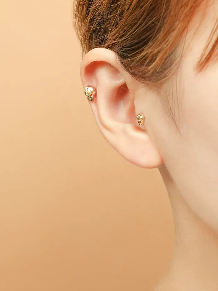14K Gold Pop Skull Cartilage Earring 20G18G16G MinimalBijoux Earrings