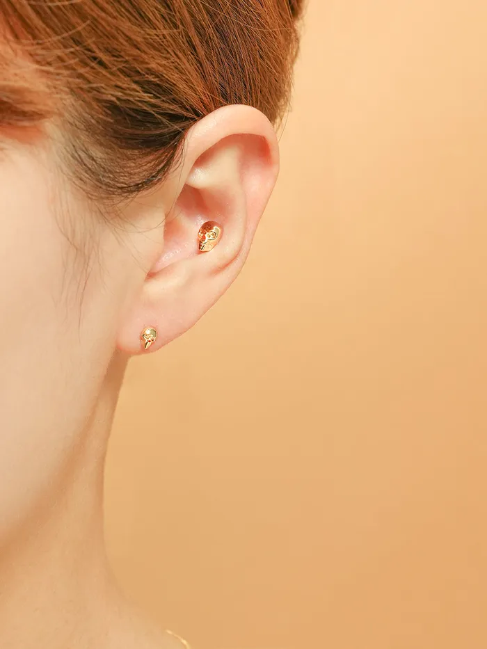 14K Gold Pop Skull Cartilage Earring 20G18G16G MinimalBijoux Earrings