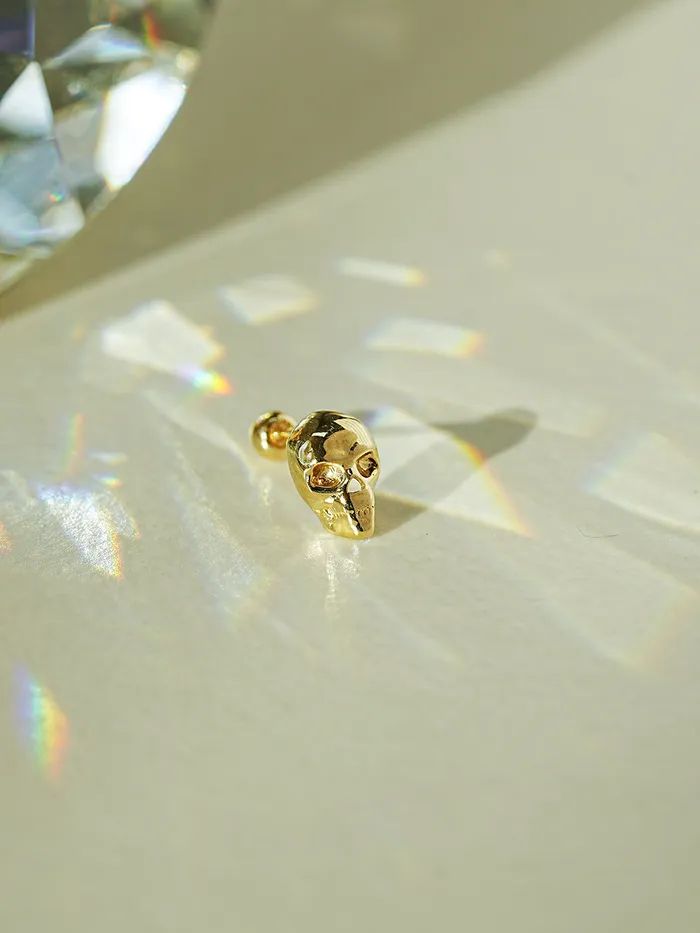 14K Gold Pop Skull Cartilage Earring 20G18G16G MinimalBijoux Earrings