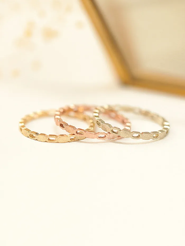 14K Gold Square Chain Ring MinimalBijoux Rings
