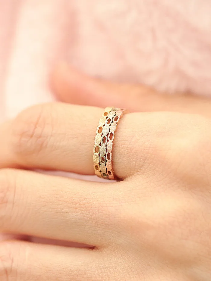 14K Gold Square Chain Ring MinimalBijoux Rings