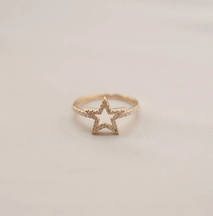 14k Gold Womens Star Ring AB and J Rings