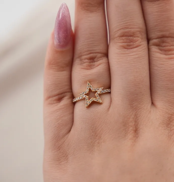 14k Gold Womens Star Ring AB and J Rings 14k Gold Womens Star Ring AB and J Rings