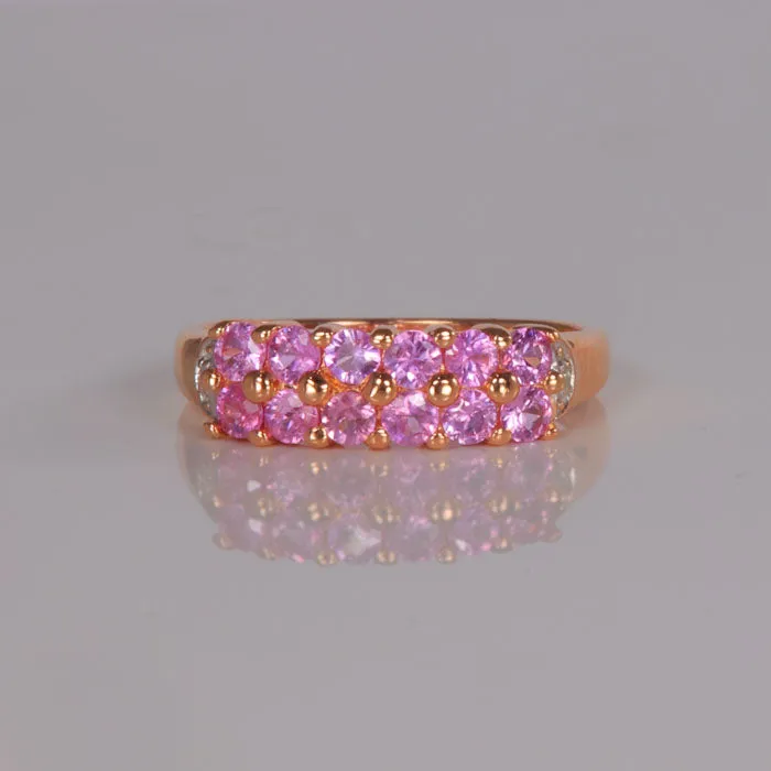 14K Rose Gold Pink Sapphire and Diamond Accent Ring 100 Carat Moriartys Gem Art Rings 14K Rose Gold Pink Sapphire and Diamond Accent Ring 100 Carat Moriartys Gem Art Rings