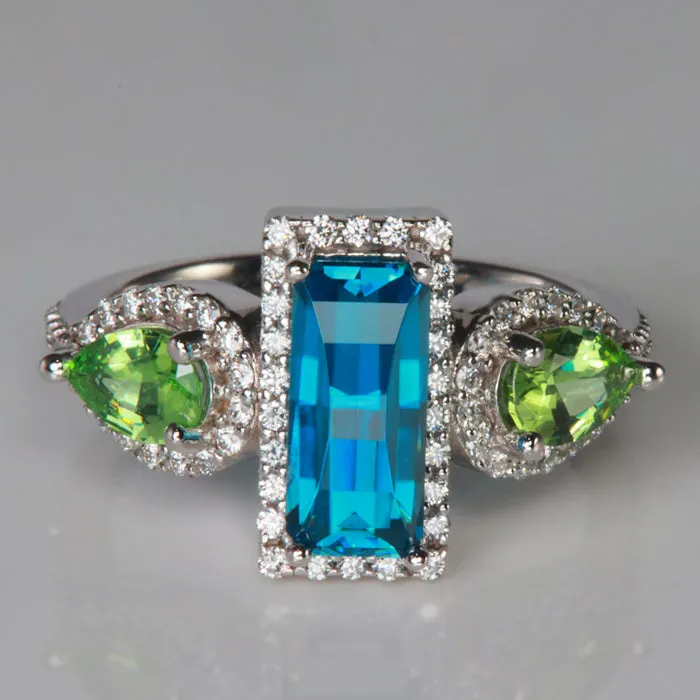 14K White Gold 248 Carat Blue Zircon And Garnet Ring By Alice Reynolds vendorunknown Rings 14K White Gold 248 Carat Blue Zircon And Garnet Ring By Alice Reynolds vendorunknown Rings