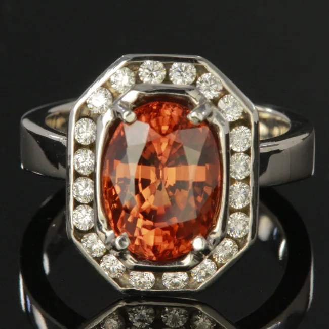 14K White Gold Imperial Zircon Ring With Fine Diamonds Moriartys Gem Art Rings