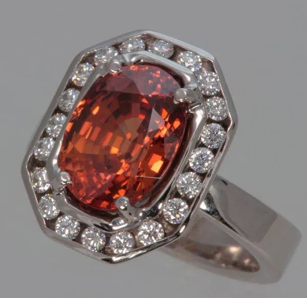 14K White Gold Imperial Zircon Ring With Fine Diamonds Moriartys Gem Art Rings