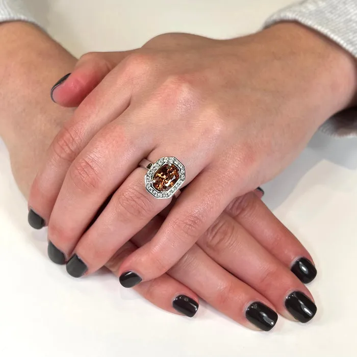 14K White Gold Imperial Zircon Ring With Fine Diamonds Moriartys Gem Art Rings