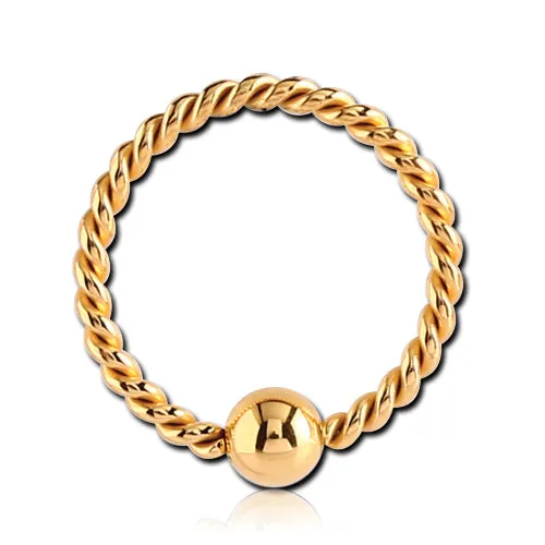 18g Braided Gold Fixed Bead Ring Tulsa Body Jewelry Rings