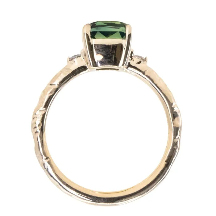 208ct Parti Cushion Madagascar Sapphire and Diamond Low Profile Evergreen Ring in 14k Yellow Gold Anueva Jewelry Rings