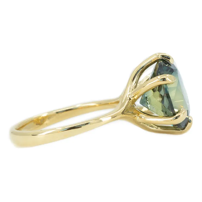 684ct GIA Round Montana Sapphire Six Prong Split Shank Solitaire in 18k Yellow Gold Anueva Jewelry PreStyled Sets