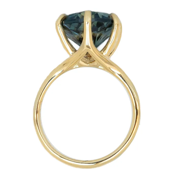 684ct GIA Round Montana Sapphire Six Prong Split Shank Solitaire in 18k Yellow Gold Anueva Jewelry PreStyled Sets