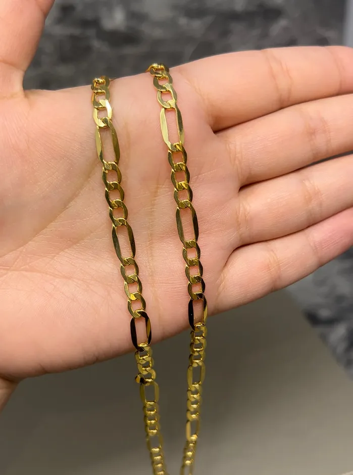 AB and J jewelry Necklaces 14k Gold Hollow Figaro Chain 5mm