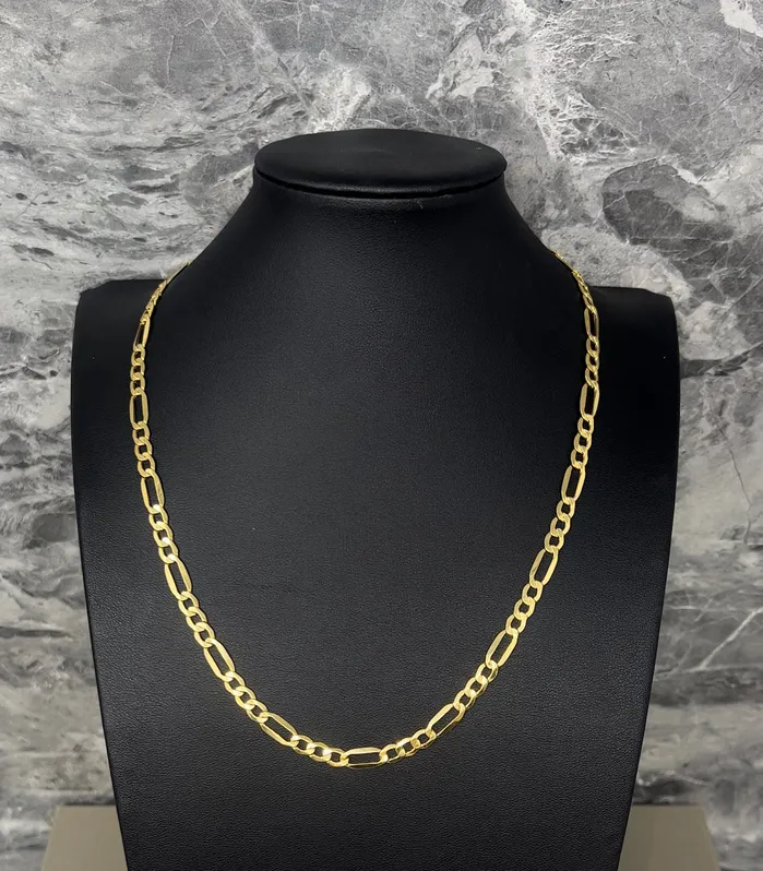 AB and J jewelry Necklaces 14k Gold Hollow Figaro Chain 5mm