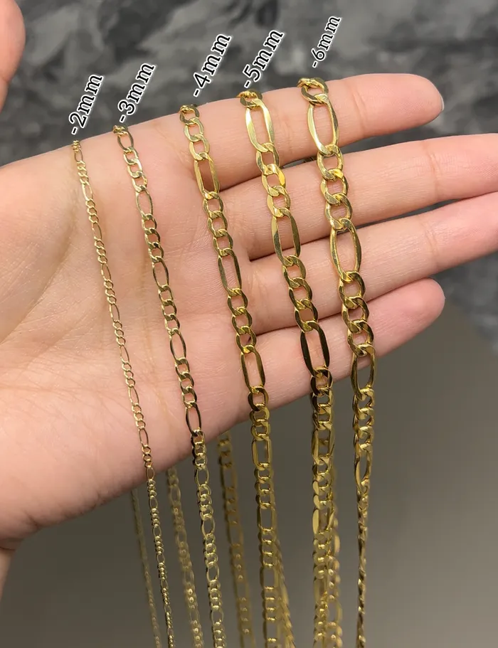 AB and J jewelry Necklaces 14k Gold Hollow Figaro Chain 5mm