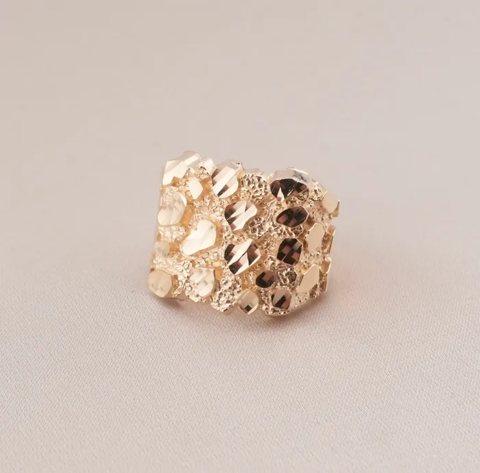 AB and J Rings 14K Gold Nugget Mens Ring RG2968