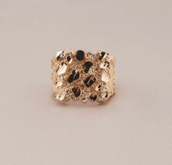 AB and J Rings 14K Gold Nugget Mens Ring RG2968 AB and J Rings 14K Gold Nugget Mens Ring RG2968