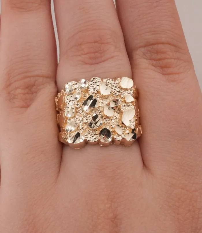AB and J Rings 14K Gold Nugget Mens Ring RG2968 AB and J Rings 14K Gold Nugget Mens Ring RG2968