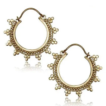 Afghan Hoop Yellow Brass Earrings Chaotic Trading Earrings