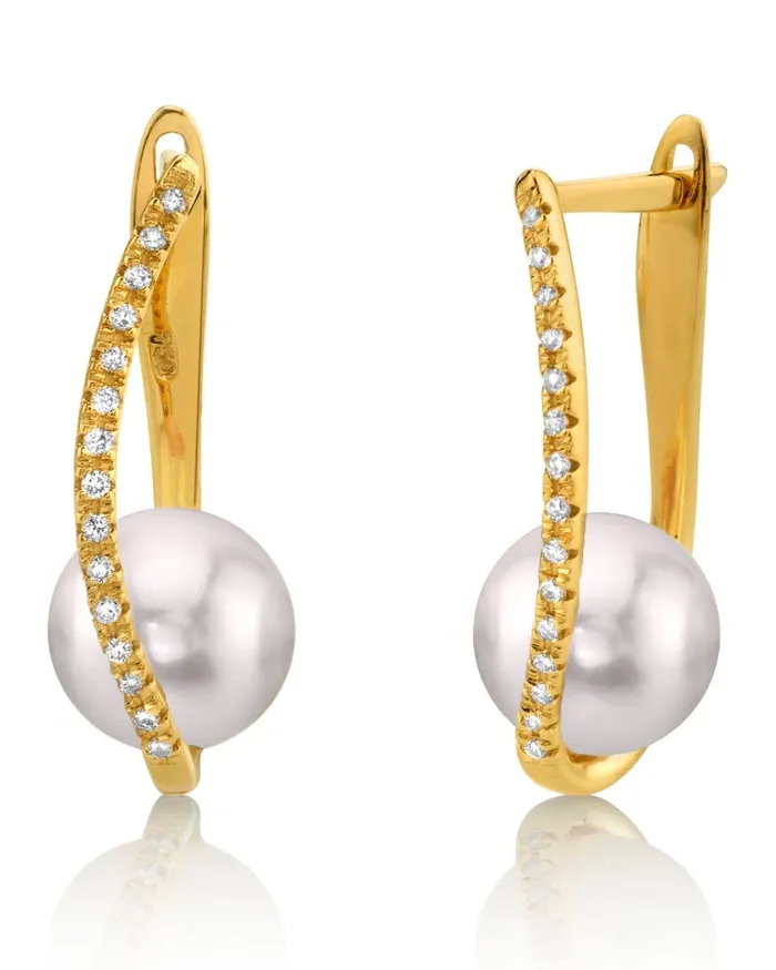 Akoya Pearl Diamond Eliza Drop Earrings SPT Earrings