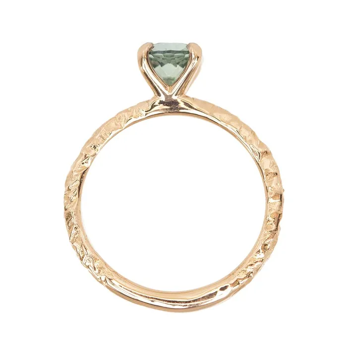 Anueva Jewelry 115ct Montana Sapphire Ring Teal Blue Green in 14k Rose Gold Evergreen Texture Rings