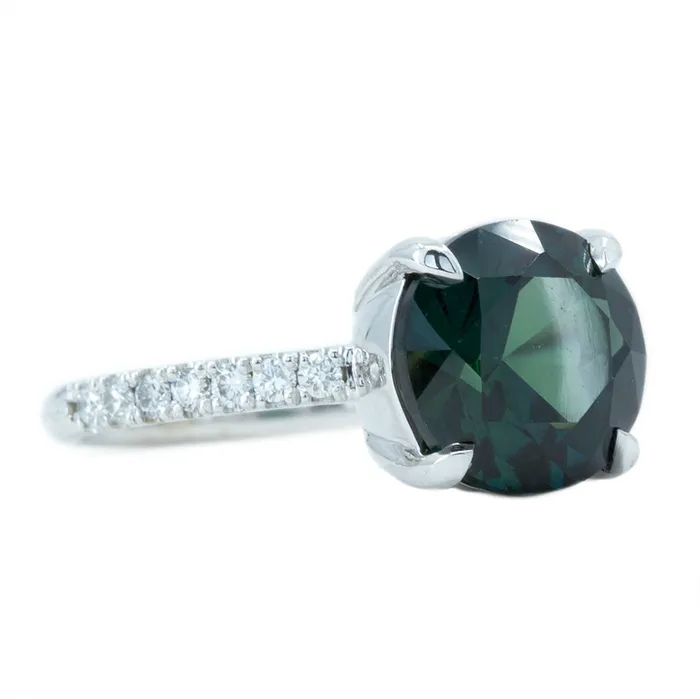 Anueva Jewelry Rings 429ct GIA Sapphire and French Set Diamond Ring in 14k White Gold