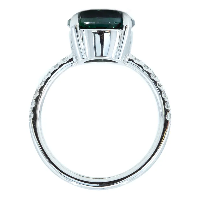 Anueva Jewelry Rings 429ct GIA Sapphire and French Set Diamond Ring in 14k White Gold