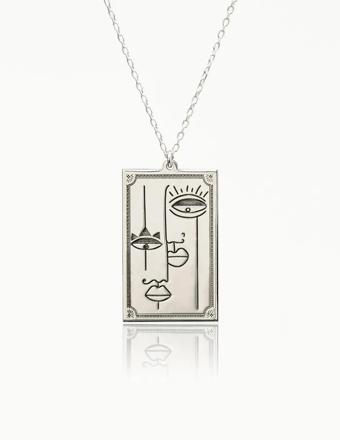 artuckycom Picasso Woman Face Silver Necklace Necklaces