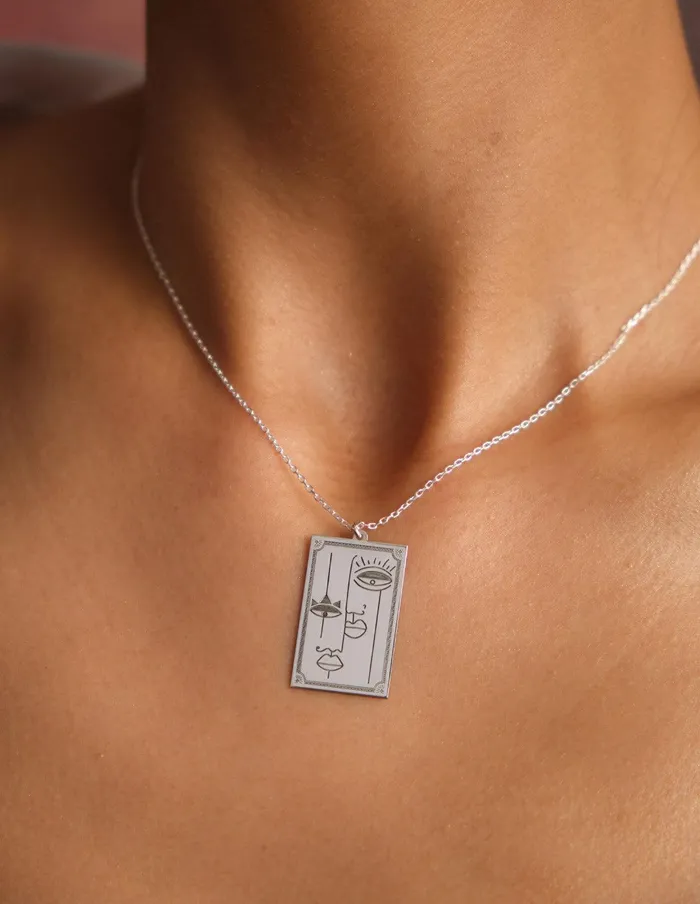 artuckycom Picasso Woman Face Silver Necklace Necklaces