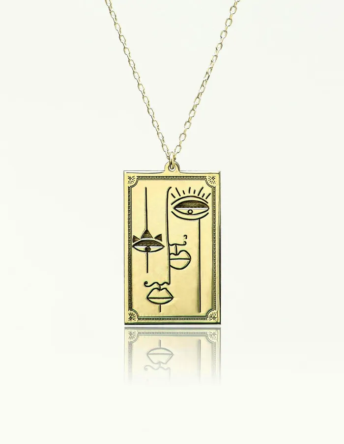 artuckycom Picasso Woman Face Silver Necklace Necklaces