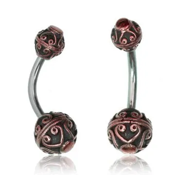 Bali Heart Rose Brass Belly Ring Tulsa Body Jewelry Rings