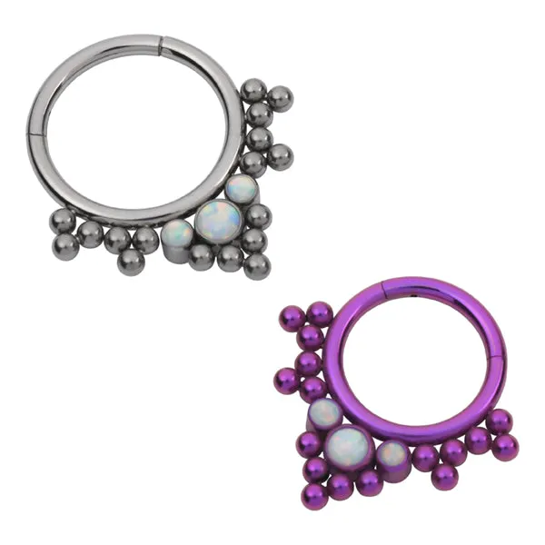 Beaded Opal Titanium Hinged Ring Tulsa Body Jewelry Rings