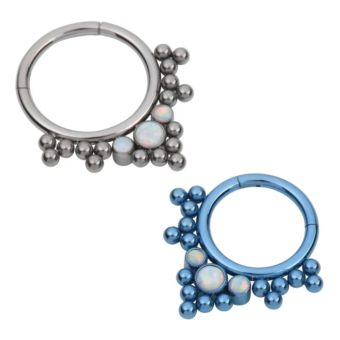 Beaded Opal Titanium Hinged Ring Tulsa Body Jewelry Rings Beaded Opal Titanium Hinged Ring Tulsa Body Jewelry Rings