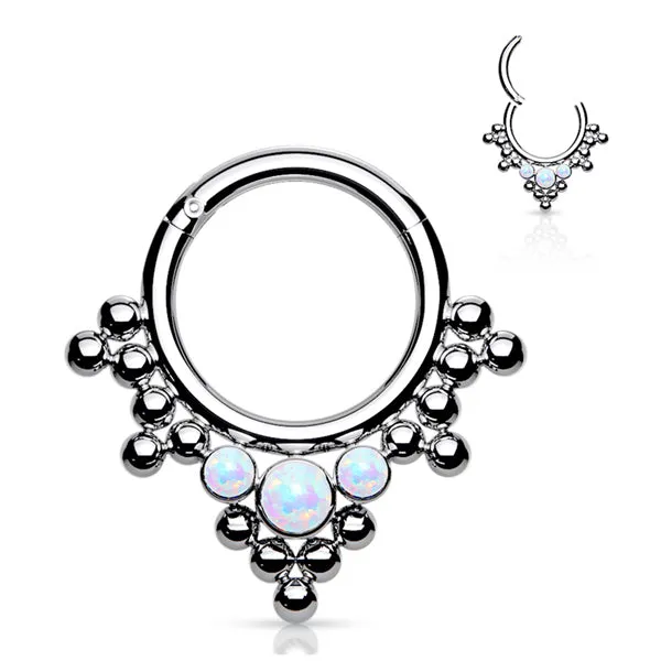 Beaded Opal Titanium Hinged Ring Tulsa Body Jewelry Rings Beaded Opal Titanium Hinged Ring Tulsa Body Jewelry Rings