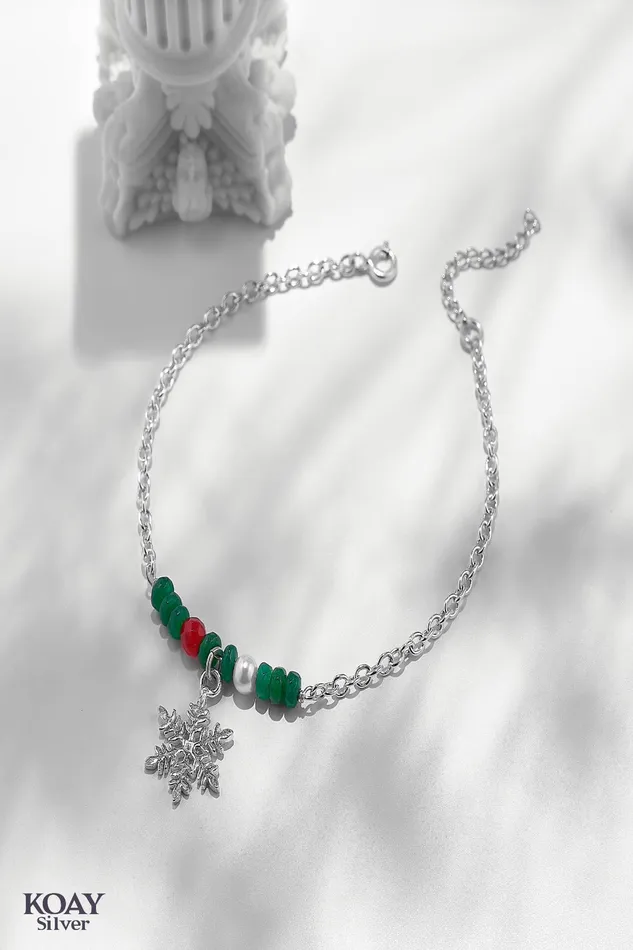 Bracelets Green Snowflake Bracelet KOAY Silver Store