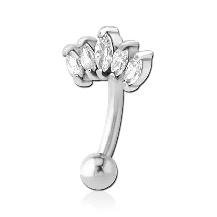 Bracelets Tulsa Body Jewelry Crown CZ Stainless Eyebrow Barbell