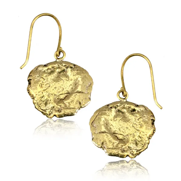 Chaotic Trading Earrings Rough Disc Yellow Brass Earrings