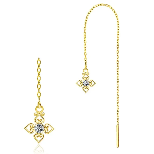 CZ Flower Gold Chain Earrings Tulsa Body Jewelry Earrings