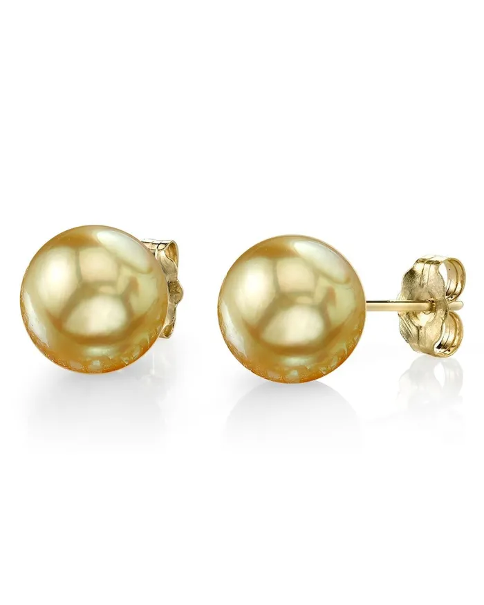 Earrings Golden South Sea Pearl Stud Earrings 140150mm SPT