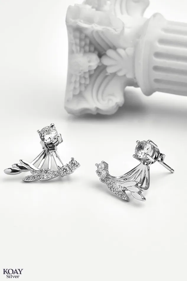 Earrings KOAY Silver Store Zircon Earjacket 014 Earring