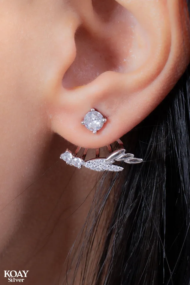 Earrings KOAY Silver Store Zircon Earjacket 014 Earring Earrings KOAY Silver Store Zircon Earjacket 014 Earring