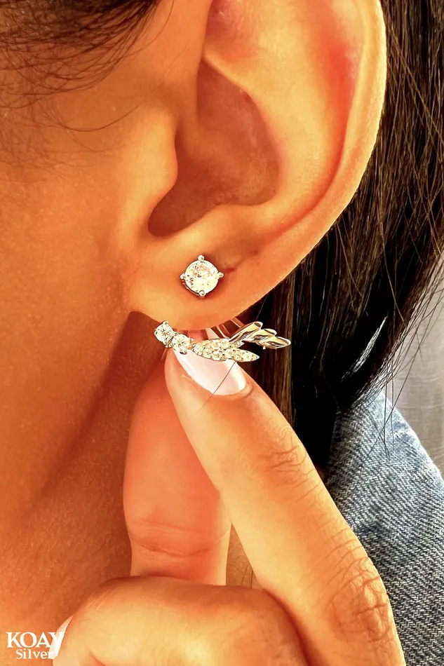 Earrings KOAY Silver Store Zircon Earjacket 014 Earring Earrings KOAY Silver Store Zircon Earjacket 014 Earring